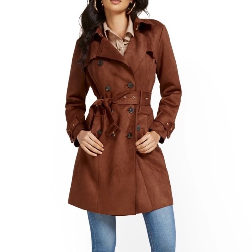 New York and Company Chic Brown Trench Coat EUC Size XL